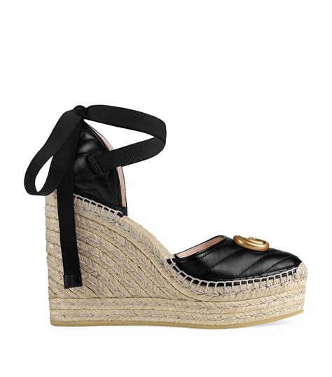 black gucci wedges|gucci espadrilles black leather.